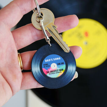 'Dad's Song' Personalised Record Keyring For Dad, 2 of 4