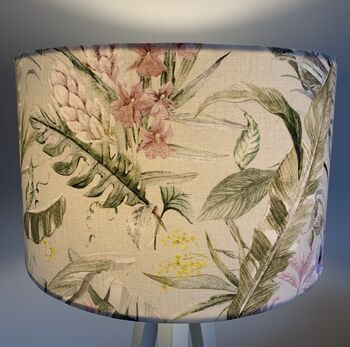 Colourful Flowers With Sage Green Cotton Lampshade, 6 of 6