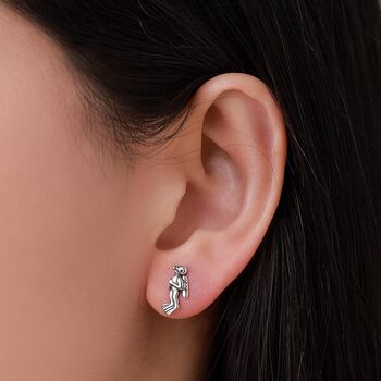 Mismatched Scuba Diver And Manta Ray Stud Earrings In Sterling Silver, 3 of 12