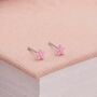 4mm Sterling Silver Pink Forget Me Not Stud Earrings, thumbnail 1 of 4