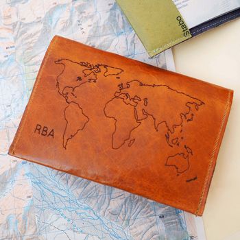 Personalised Leather Passport Holder With World Map, 12 of 12
