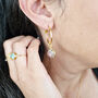 Pink Tourmaline October Birthstone Gold Plated Hoops, thumbnail 2 of 4