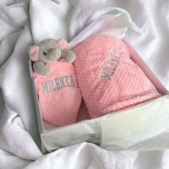 Baby Girl Blanket And Elephant Comforter, 2 of 4