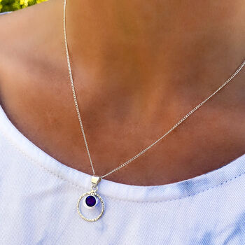 Infinity Bliss Amethyst Silver Necklace And Earring Set, 3 of 9