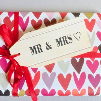 Mr And Mrs Gift Tag ~ Wooden, Handmade, 2 of 4