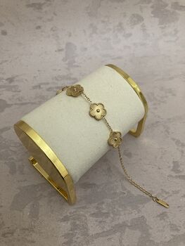 Gold Five Leaf Clover Charm Bracelet, 2 of 6