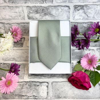 Wild Sage Woven Wedding Tie Set, 6 of 6