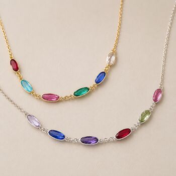 Oval Family Birthstone Link Necklace, 2 of 6