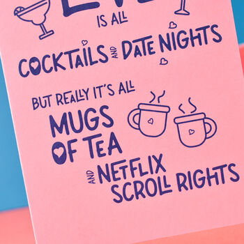 Real Love 'Tea And Netflix' Funny Valentines Card, 4 of 5