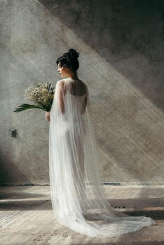 Pearl Bridal Cape Veil Wedding Dress Cover Up, 8 of 12