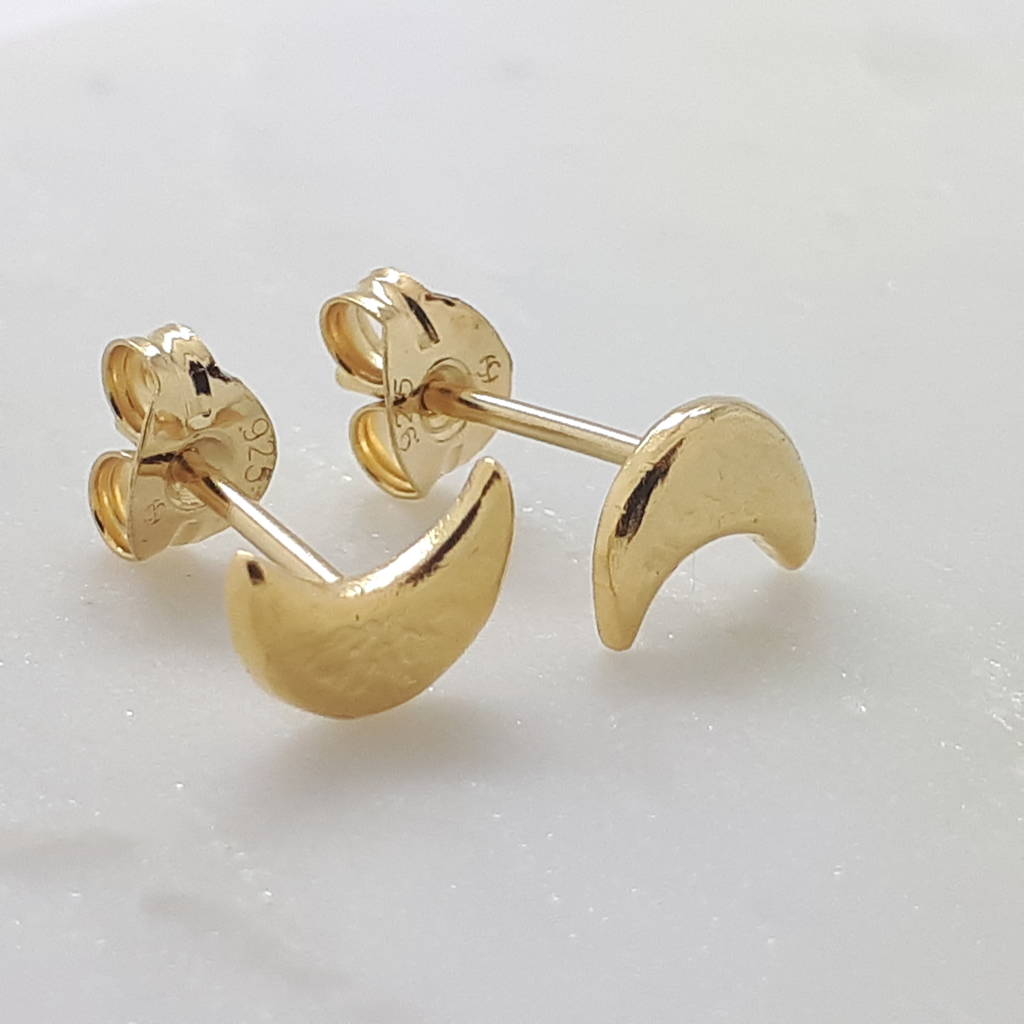 Crescent Moon Stud Earrings By Gabi Wolf Jewellery | notonthehighstreet.com