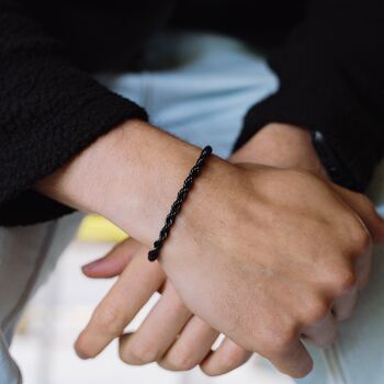 Black Chunky Rope Bracelet Adjustable Chain, 2 of 12