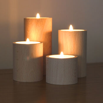 Wooden Tea Light Candle Holder Set Of Four, 3 of 4