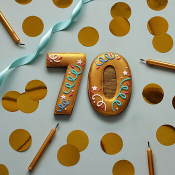 Hand Iced 70th Birthday Biscuit, 2 of 3