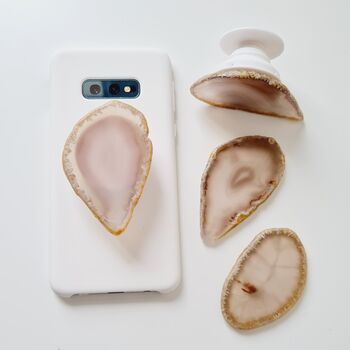 Clear White Agate Stone Phone Holder Grip, 2 of 4