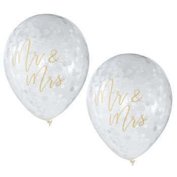 Clear And Gold Printed Mr And Mrs Wedding Balloons, 2 of 3