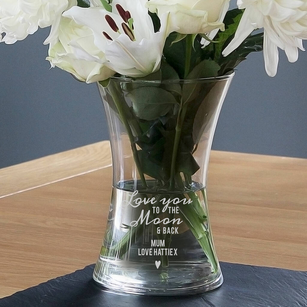 personalised love you glass vase gift by sassy bloom as seen on tv