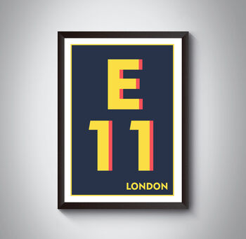 E11 Waltham Forest Typography Postcode Print, 7 of 10
