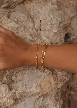 Figaro 3mm Chain Bracelet 18 K Gold Plated Adjustable Gift, 5 of 5