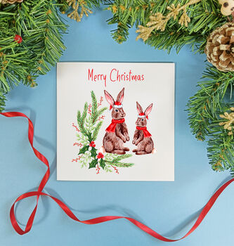 Personalised Rabbit Christmas Card, 5 of 6