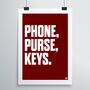 Phone, Purse, Keys Print, thumbnail 3 of 4