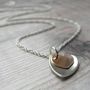 Silver And Rolled Gold Hearts Necklace, thumbnail 6 of 9