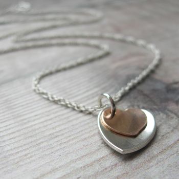 Silver And Rolled Gold Hearts Necklace, 6 of 9