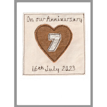 Personalised 7th Copper Wedding Anniversary Card, 6 of 8