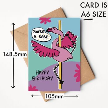 Pole Dance Flamingo A6 Birthday Card, 2 of 2