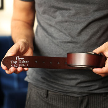 Men's Premium Leather Belt With Cross Knurl Buckle, 5 of 12