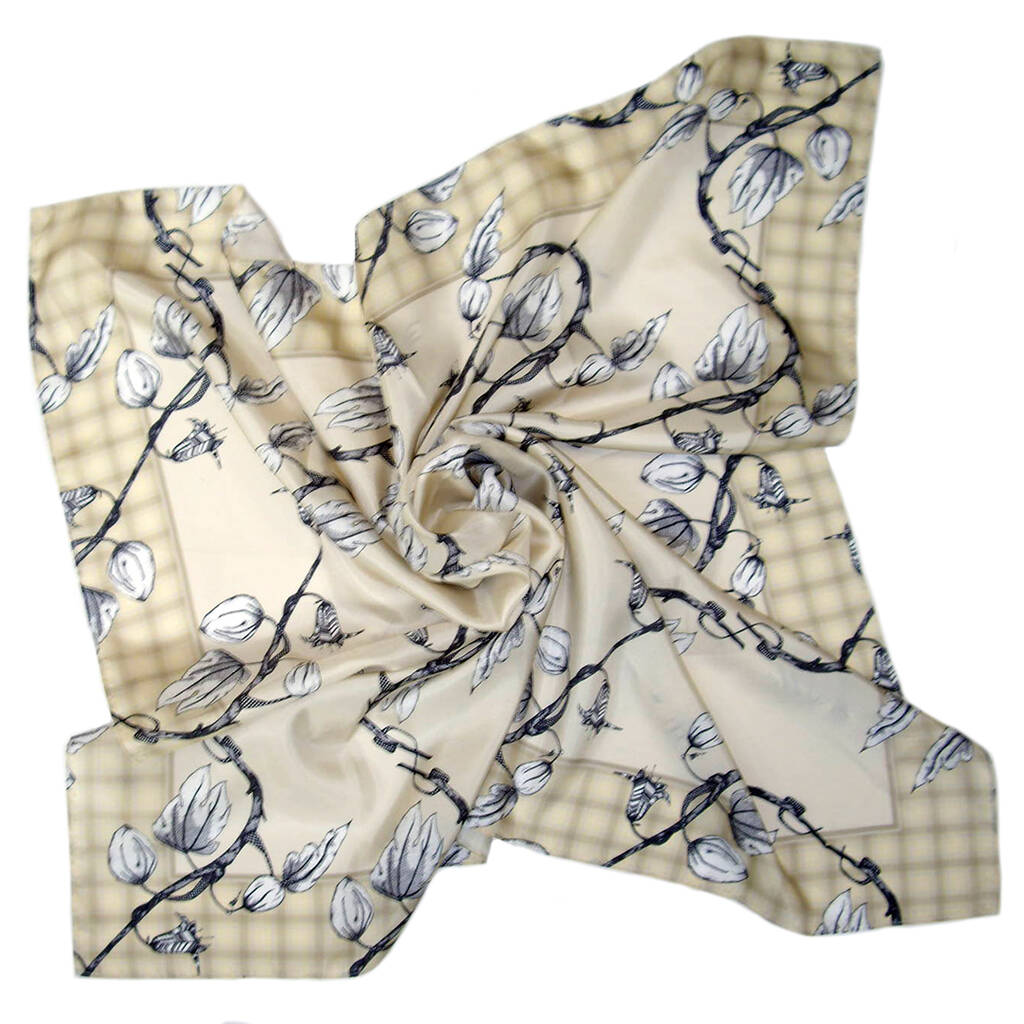 Laughing Soil | Floral Square Silk Scarf, 1 of 3