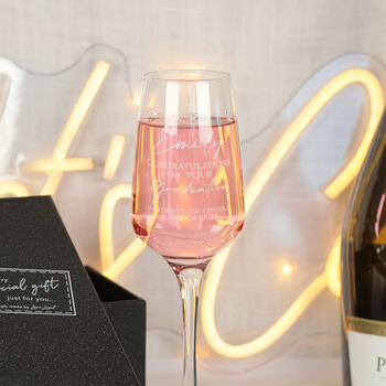 Graduation Champagne Flute Pink Tube Gift Set, 2 of 3