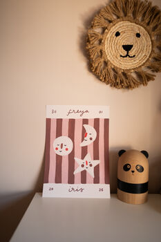 Personalised Illustrated Name Print With Moons, Stars And Stripes, 7 of 11