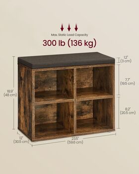 Shoe Bench Storage Bench Padded Seat Adjustable, 2 of 5