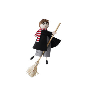 Young Wizard Boy On Broomstick Hanging Decoration, 3 of 5