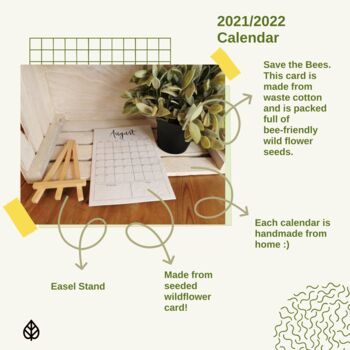 Plantable Eco Desk Calendar Made From Seeded Card 2022, 2 of 6