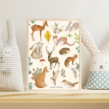A4 Children's Print, Forest Friends Woodland Creatures, 2 of 5