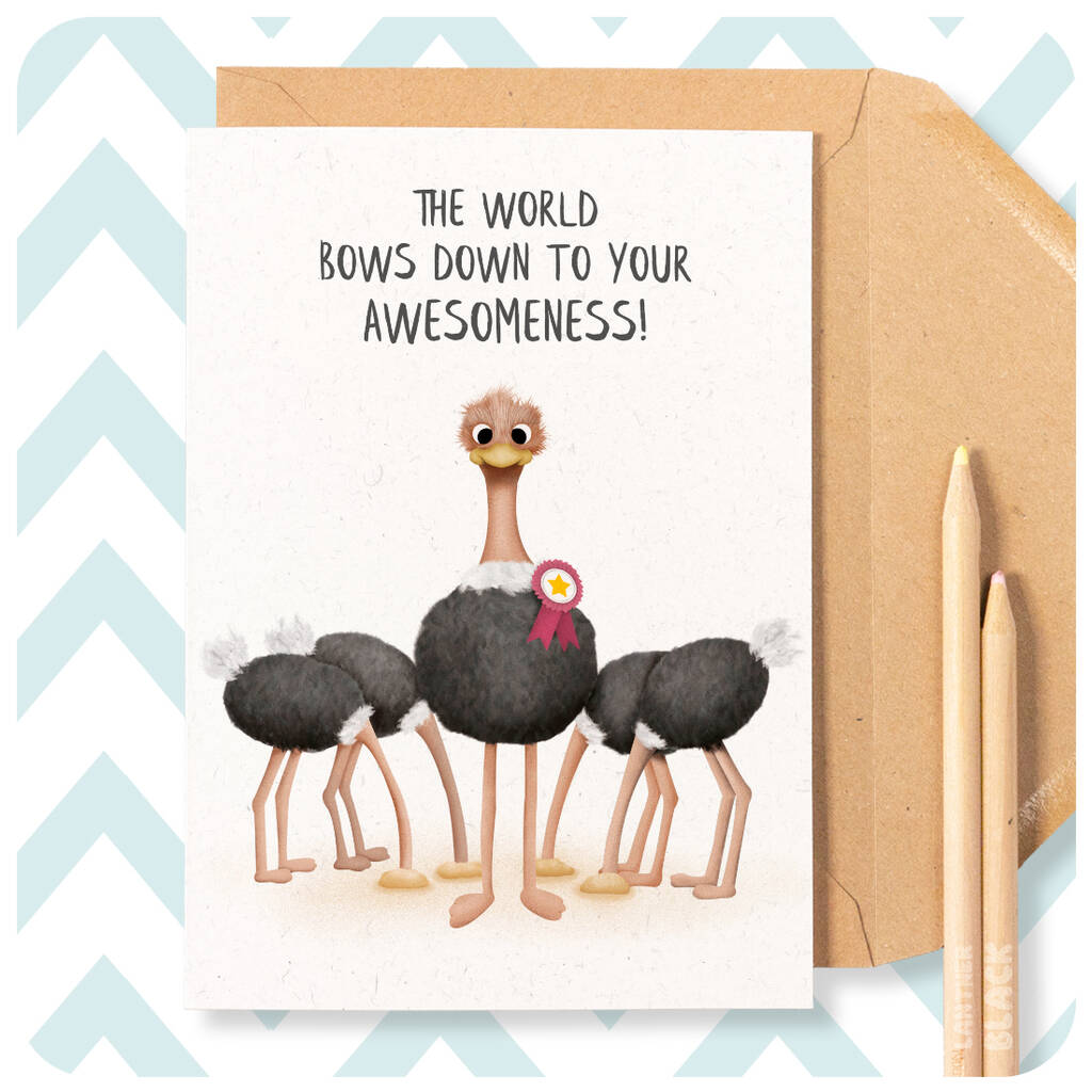 Ostrich Funny Congratulations Well Done Exam Graduation Driving Test General Awesomeness Card You're The Best, 1 of 4