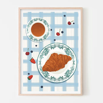 Croissant And Coffee Breakfast Art Print, 5 of 5