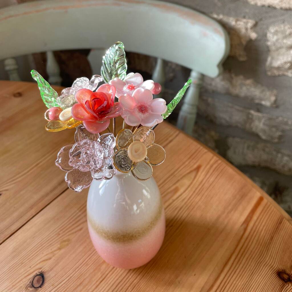 Romance Inspired Glass Flower Bouquet By The Glass Florist