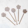 Set Of Five Flower Acrylic Cocktail Drink Stirrers, thumbnail 2 of 4