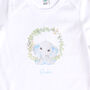 Personalised Baby Boy Elephant Footless Baby Grow, thumbnail 2 of 3