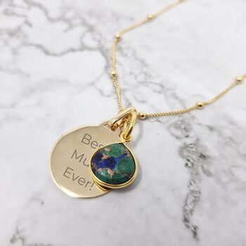 18k Gold Vermeil Plated Engravable Azurite Necklace, 2 of 6