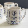 Big Huggable Mug With Blue And White Abstract Floral Hand Painted Design, thumbnail 2 of 12