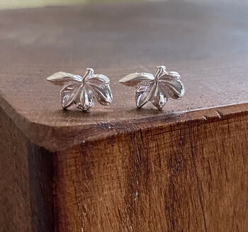 Sterling Silver Autumn Maple Leaf Dainty Earrings, 10 of 11
