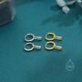 Sterling Silver Baguette Cz Huggie Hoop Earrings, thumbnail 6 of 12