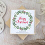 Merry Christmas Wreath Duo Earrings, Heart And Star, thumbnail 1 of 8