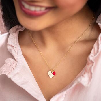 Esme Heart And Enamel Charm Personalised Necklace, 5 of 11