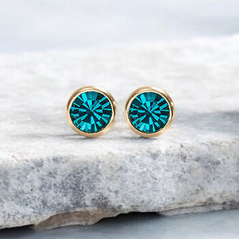 Yellow Gold Plated December Topaz Birthstone Stud Earrings, 4 of 9