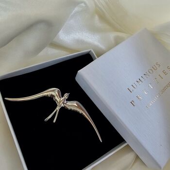 Swallow Bird Brooch Lapel Pin In 16k Gold Or Silver, 2 of 6